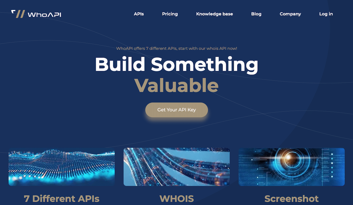 WhoAPI home page screenshot