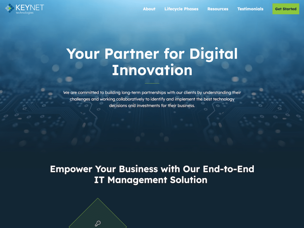 KeyNet Technologies 2023 Homepage screenshot