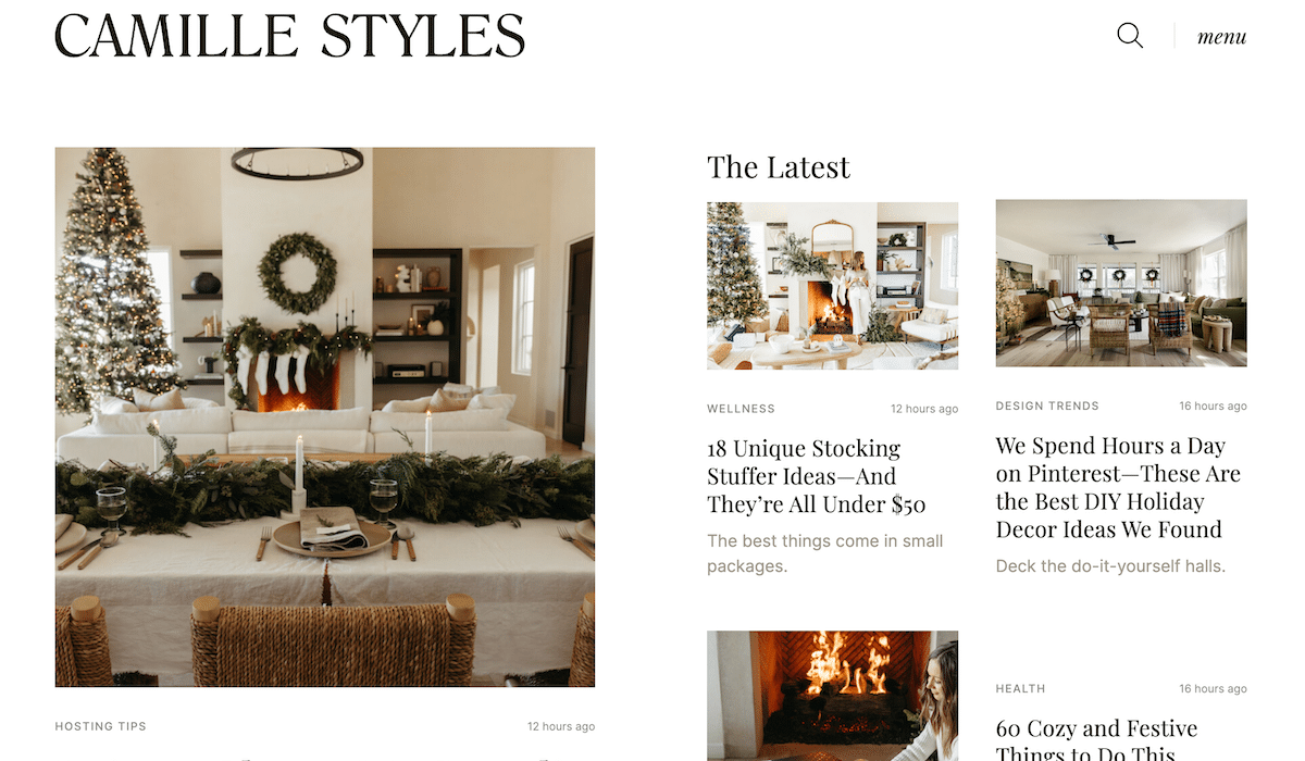Camille Styles website screenshot